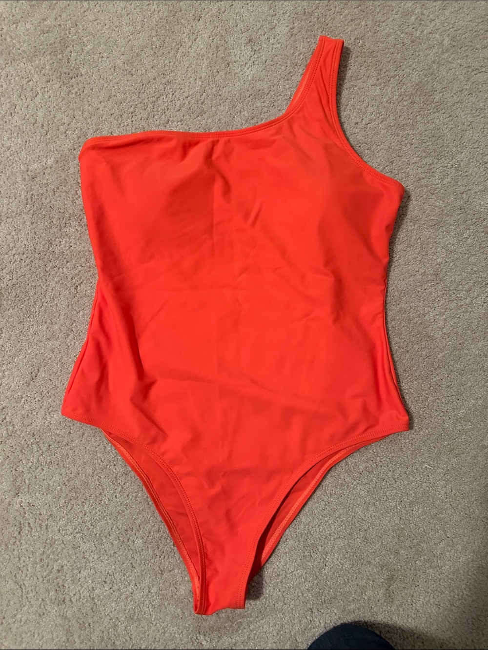 One-Piece Swimwear - Bright Orange One-Shoulder